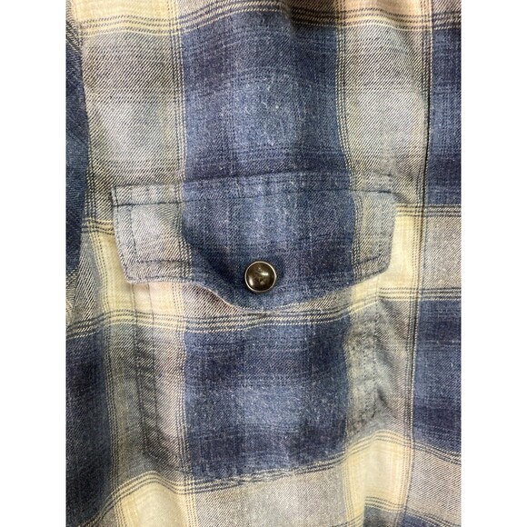 Women’s Pendleton Canyon Flannel Shirt Half Zip Pearl Snap Plaid Blue M - Picture 3 of 10